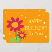 Fleurs simples mignonnes Bonne Carte de voeux d'an (Devant / Derrière)