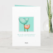 Fleurs simples orange turquoise 2 Carte d'annivers (Dos)