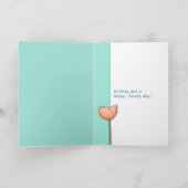 Fleurs simples orange turquoise 2 Carte d'annivers (Intérieur)