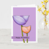 Fleurs simples violet orange 2 Carte d'anniversair (Fleur jaune)