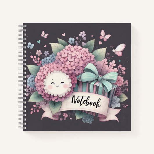 Fleurs souriantes – Cahier cadeau floral mignon po (Devant)