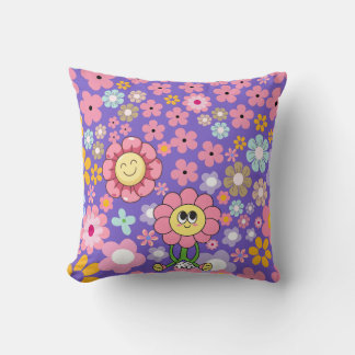Fleurs souriantes Coussin décorative