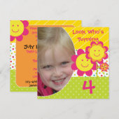 Fleurs souriantes Invitation photo personnalisée (Devant / Derrière)