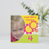 Fleurs souriantes Invitation photo personnalisée (Debout devant)