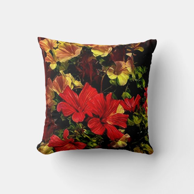 Fleurs stylisées joli coussin jeté (Recto)