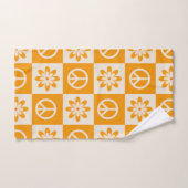Fleurs Super À damiers orange et signes de paix (Serviette à main)