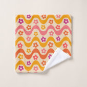 Fleurs Super mignonnes motif sur ondes rétro (Gant de toilette)