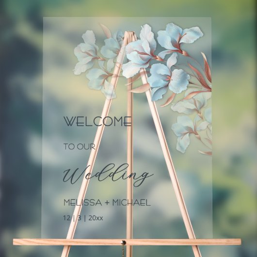Fleurs superposées de rose gold bleu transparentes (Neutre)
