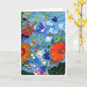 Fleurs sur la carte bleue de note d'information (Fleur jaune)