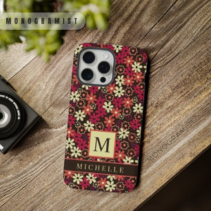 Fleurs sur mesure marron florales jaune rose orang