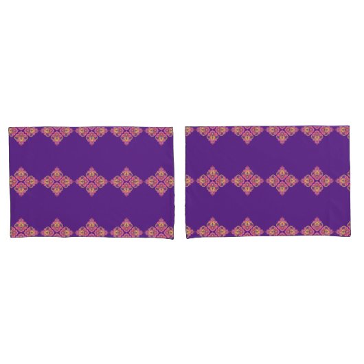 Fleurs sur taie d'oreiller violette (devant-Set)