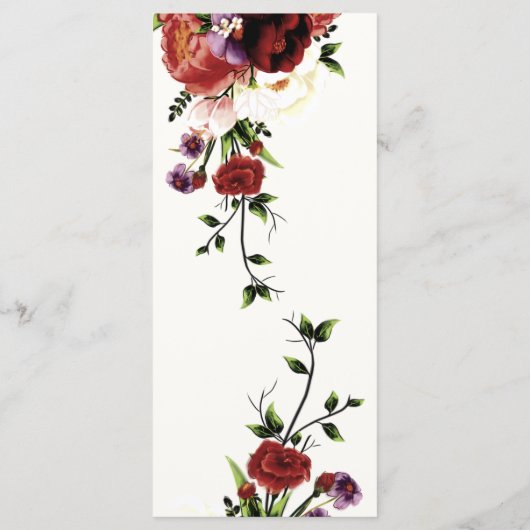 Fleurs Terracotta Crème Bourgogne Menu Mariage (Dos)