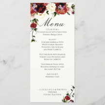 Fleurs Terracotta Crème Bourgogne Menu Mariage
