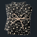 Fleurs tournoient Feuille sur noir<br><div class="desc">Fleurs blanches et feuilles sur noir tourbillonnent autour de ces feuilles de papier d'emballage - idéal pour toute occasion emballage cadeau et aussi pour scrapbooking.</div>