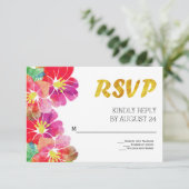 Fleurs tropicales à l'aquarelle feuille d'or RSVP (Debout devant)