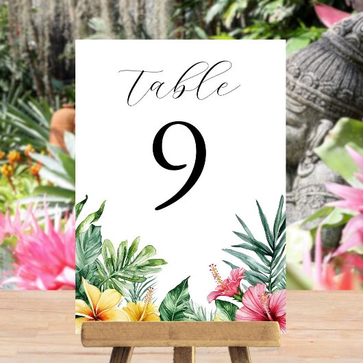 Fleurs tropicales à l'aquarelle numéro de table de