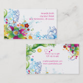 Fleurs tropicales abstraites et carte de visite de (Devant / Derrière)