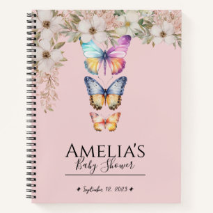 Fleurs tropicales Baby shower papillon Livre d'or
