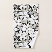 Fleurs tropicales blanches en noir (Serviette à main)