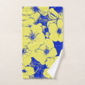 Fleurs tropicales bleues jaunes (Serviette à main)
