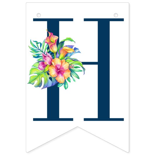 Fleurs tropicales Bonne bannière d'anniversaire (Deuxième drapeau)