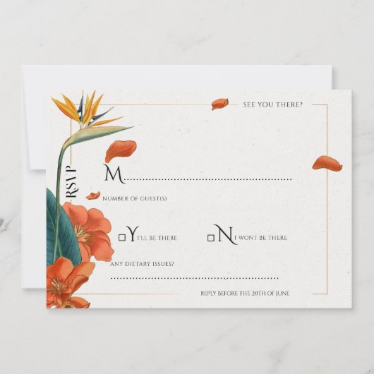 Fleurs tropicales Carte RSVP de mariage classique (Devant)