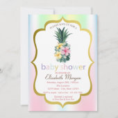 Fleurs tropicales d'ananas Baby shower Invitation (Devant)