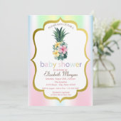 Fleurs tropicales d'ananas Baby shower Invitation (Debout devant)
