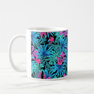Fleurs tropicales de Mug de Coupe de Café Bleu et