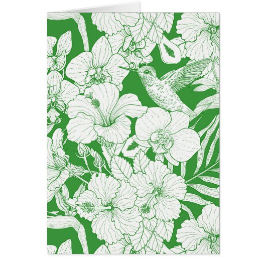 Fleurs tropicales et colibri en vert (Devant)