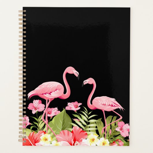 Fleurs tropicales et design de flamants roses (Devant)
