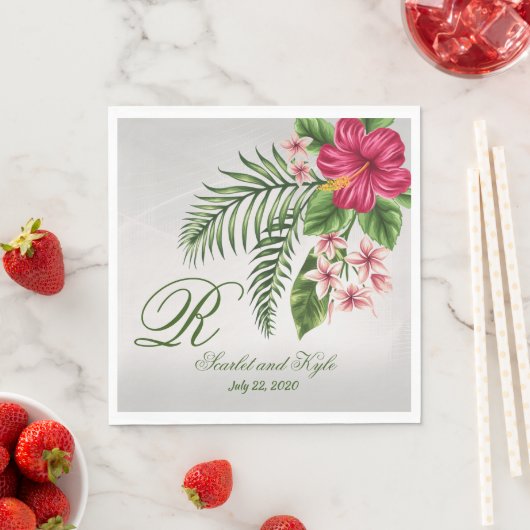 Fleurs tropicales et serviettes en papier Mariage  (En situation)