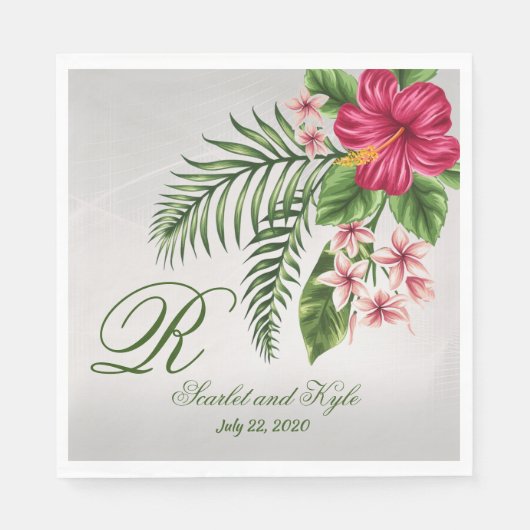 Fleurs tropicales et serviettes en papier Mariage  (Devant)