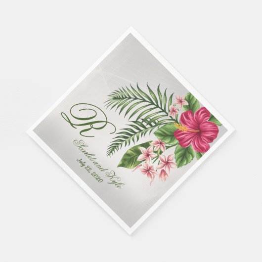 Fleurs tropicales et serviettes en papier Mariage  (Coin)