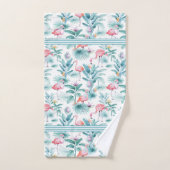 Fleurs tropicales feuilles roses motif (Serviette à main)