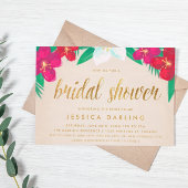 Fleurs tropicales Gold Bridal Shower Invitation