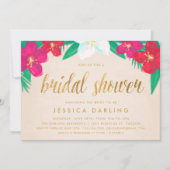 Fleurs tropicales Gold Bridal Shower Invitation (Devant)