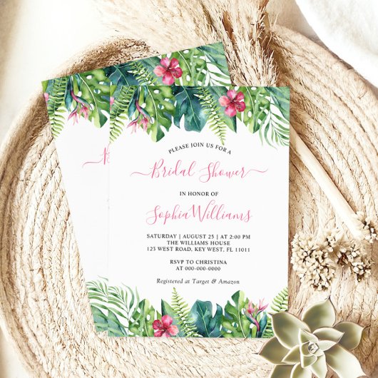 Fleurs tropicales Invitation à la douche nuptiale