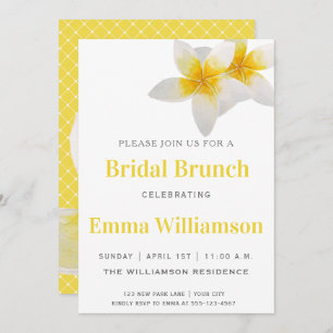 Fleurs tropicales jaunes Invitation de Brunch nu