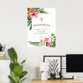 Fleurs tropicales Jumeaux 1er anniversaire Affiche (Bureau à domicile)