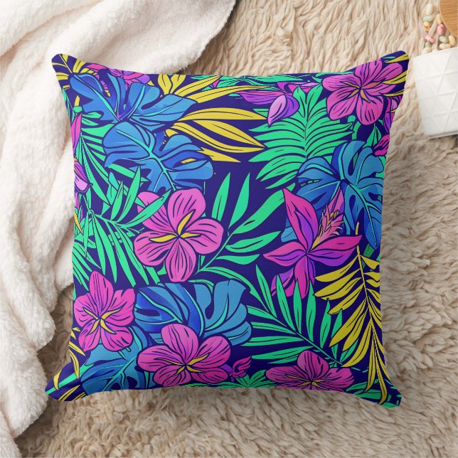 Fleurs Tropicales Lumineuses Lance Oreiller (Couverture)
