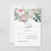Fleurs tropicales Mariage rose pâle RSVP (Devant)