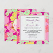 Fleurs tropicales + Monogramme, Invitations (Devant / Derrière)