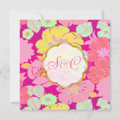 Fleurs tropicales + Monogramme, Invitations (Dos)