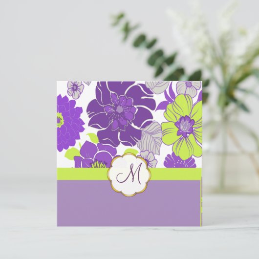 Fleurs tropicales + Monogrammes, Invitations (Debout devant)