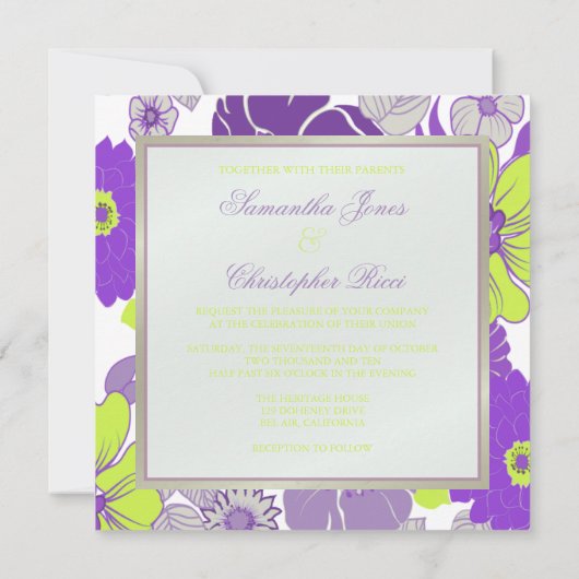 Fleurs tropicales + Monogrammes, Invitations (Dos)