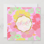 Fleurs tropicales + Monogrammes, Invitations (Dos)