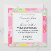 Fleurs tropicales + Monogrammes, Invitations (Devant)