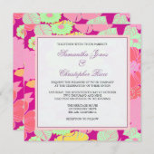 Fleurs tropicales + Monogrammes, Invitations (Devant / Derrière)