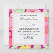 Fleurs tropicales + Monogrammes, Invitations (Devant)